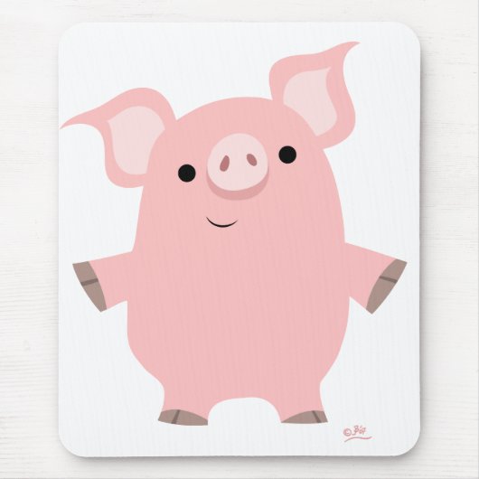 Cartoon Pig staat op mousepad Muismat (Voorkant)