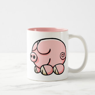 Cartoon Pig Tweekleurige Koffiemok
