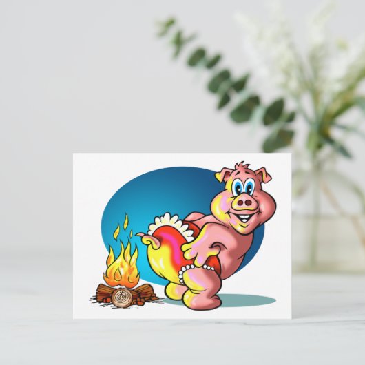Cartoon Piglet Briefkaart (Staand voorkant)