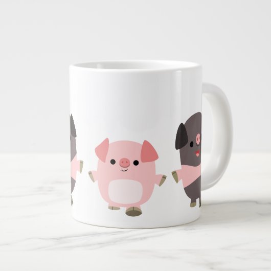 Cartoon pigs op een loopbaan jumbo Mok (Voorkant rechts)