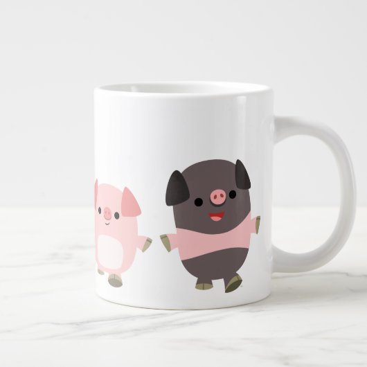 Cartoon pigs op een loopbaan jumbo Mok (Rechts)