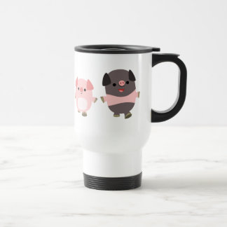 Cartoon pigs op een wandelkoes Mok
