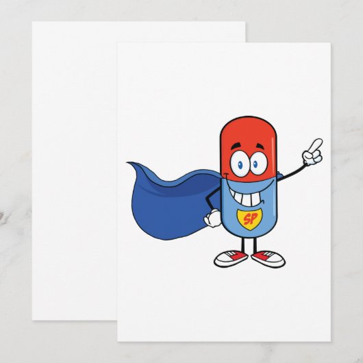 Cartoon Pill Capsule Kaart (Voorkant / Achterkant)