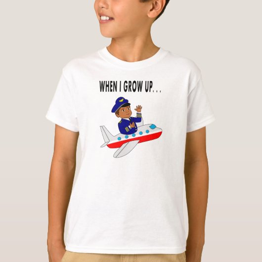 Cartoon Pilot in T-shirt vliegen (Voorkant)