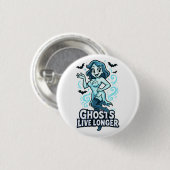 Cartoon Pin-Up Ghost – Ghosts leven langer Ronde Button 3,2 Cm (Voorkant /achterkant)