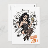 Cartoon Pin-Up Spider - Halloween goedgekeurd Briefkaart (Voorkant / Achterkant)