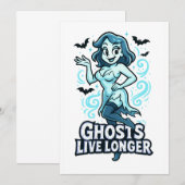 Cartoon Pin-Up Spook – Spoken Leven Langer Kaart (Voorkant / Achterkant)