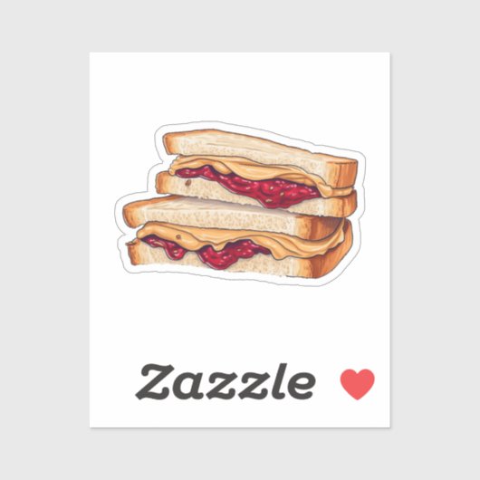 Cartoon pindakaas en jam sandwich sticker (Vel)