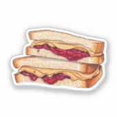 Cartoon pindakaas en jam sandwich sticker (Voorkant)