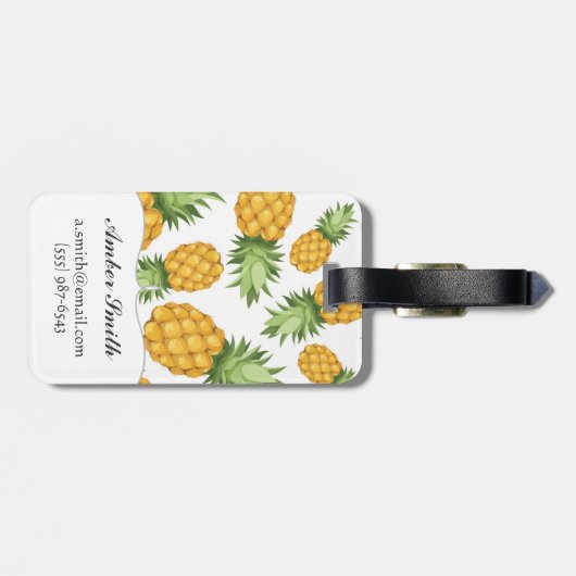 Cartoon Pineappelpatroon Bagagelabel (Achterkant horizontaal)