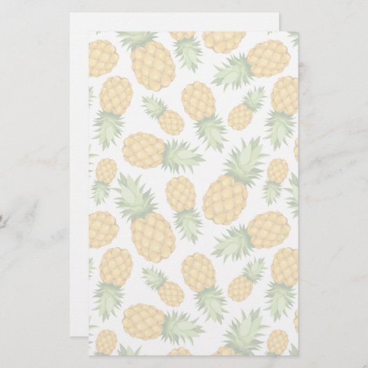 Cartoon Pineappelpatroon Briefpapier (Voorkant / Achterkant)