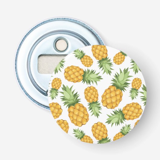 Cartoon Pineappelpatroon Button Flesopener (Voorkant)