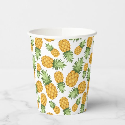 Cartoon Pineappelpatroon Papieren Bekers (Links)