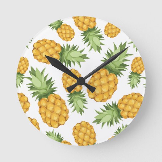 Cartoon Pineappelpatroon Ronde Klok (Voorkant)
