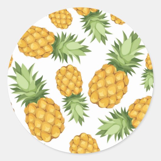 Cartoon Pineappelpatroon Ronde Sticker (Voorkant)
