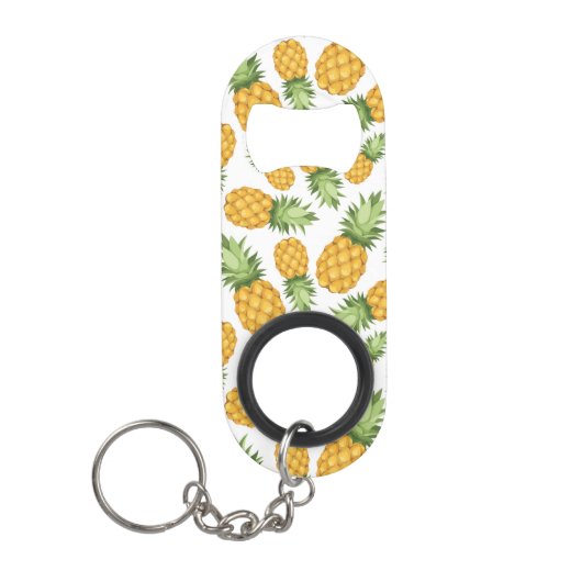 Cartoon Pineappelpatroon Sleutelhanger Flessenopener (Voorkant)