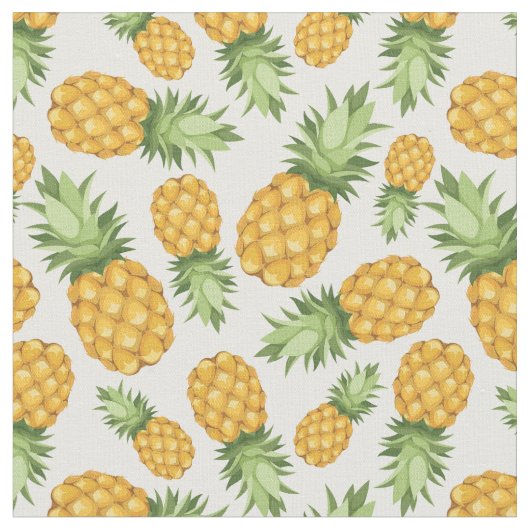 Cartoon Pineappelpatroon Stof (Close Up)