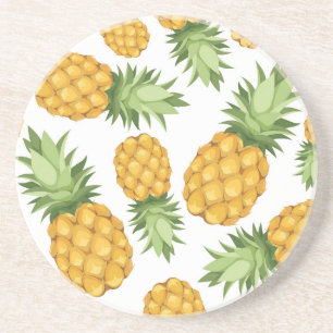 Cartoon Pineappelpatroon Zandsteen Onderzetter