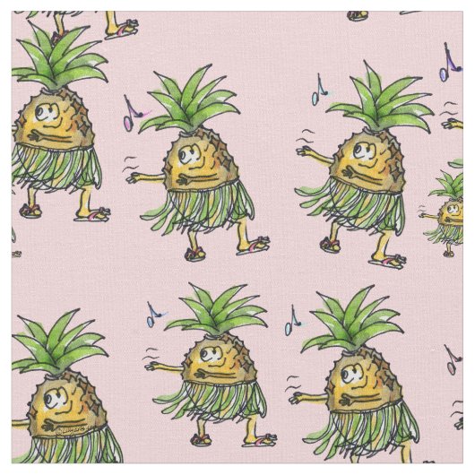 Cartoon Pineapple Dancing Hawaiian Hula Stof (Close Up)