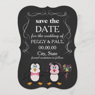 cartoon pinguïn Bewaar de datum Save The Date