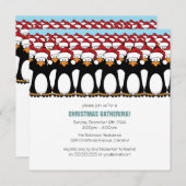 Cartoon Pinguin Crowd Festive Party - Uitnodiginge Kaart (Voorkant / Achterkant)