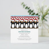 Cartoon Pinguin Crowd Festive Party - Uitnodiginge Kaart (Staand voorkant)