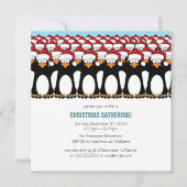 Cartoon Pinguin Crowd Festive Party - Uitnodiginge Kaart (Voorkant)