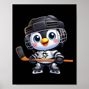 Cartoon Pinguïn Hockey Speler IJshockey Poster