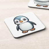 Cartoon pinguïn illustratie bier onderzetter (Linkerzijde)
