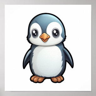 Cartoon pinguïn illustratie poster