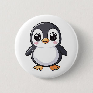 Cartoon pinguïn illustratie ronde button 5,7 cm