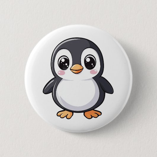 Cartoon pinguïn illustratie ronde button 5,7 cm (Voorkant)