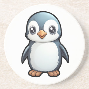 Cartoon pinguïn illustratie zandsteen onderzetter