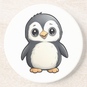 Cartoon pinguïn illustratie zandsteen onderzetter