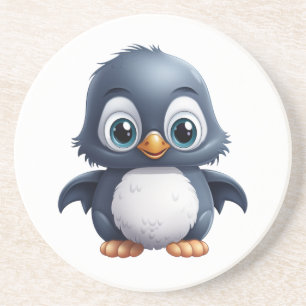 Cartoon pinguïn illustratie zandsteen onderzetter