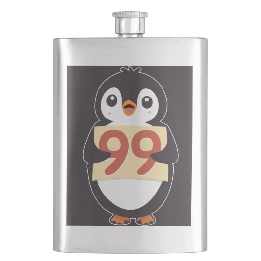 Cartoon Pinguïn met Nummer 99 Flacon (Voorkant)