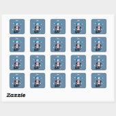 Cartoon Pinguïn met Warme Chocolade Blauwe Sticker (Vel)