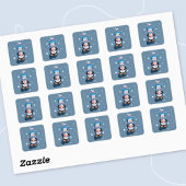 Cartoon Pinguïn met Warme Chocolade Blauwe Sticker