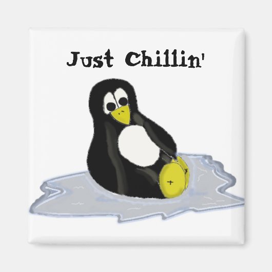 Cartoon Pinguïn op Ijs Magneet (Voorkant)