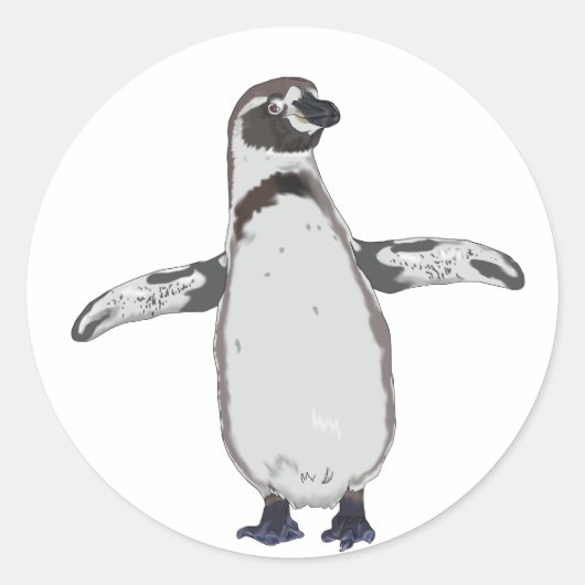 Cartoon Pinguïn Ronde Sticker (Voorkant)
