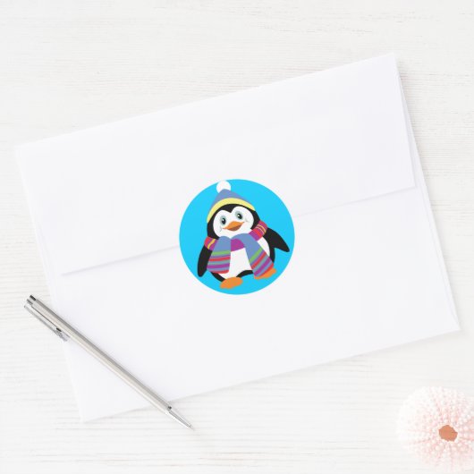 cartoon pinguïn ronde sticker (Envelop)