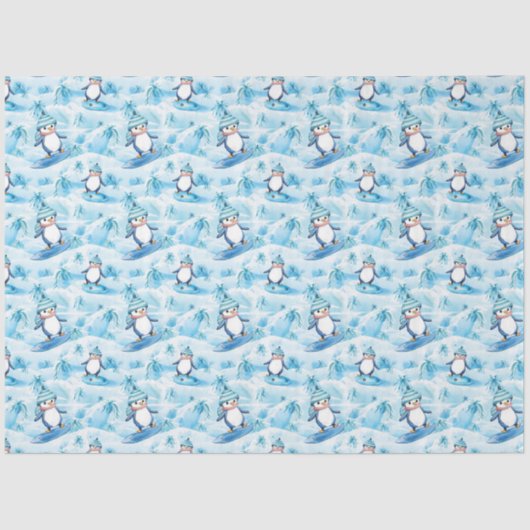 Cartoon pinguïn surfen tissuepapier (Voorkant)