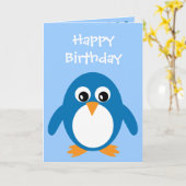 Cartoon pinguïn verjaardagskaart kaart (Gele Bloem)