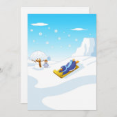 Cartoon Pinguïn Winterplezier Feestdagenkaart (Voorkant / Achterkant)