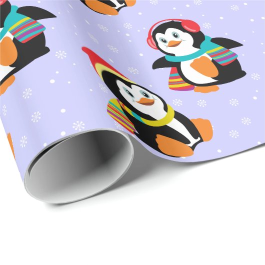 cartoon pinguïns cadeaupapier (Rol Hoek)