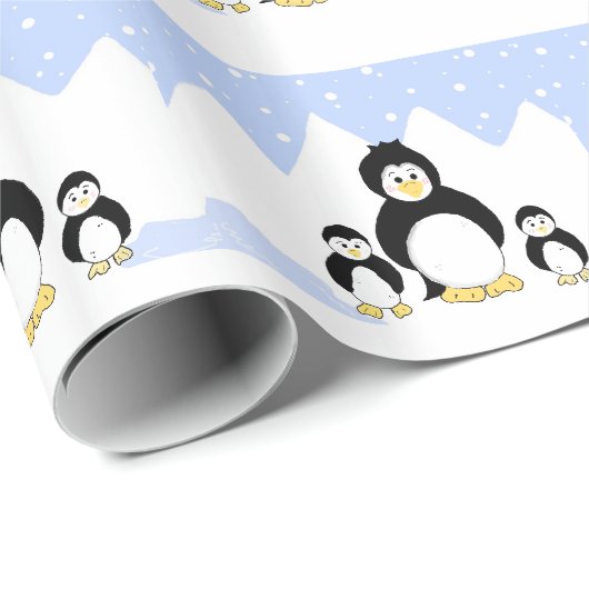 Cartoon pinguïns in het Noordpoolgebied Cadeaupapier (Rol Hoek)