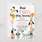 Cartoon Pink Bad Two The Bone Dogs 2e verjaardag Kaart (Voorkant)