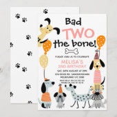 Cartoon Pink Bad Two The Bone Dogs 2e verjaardag Kaart (Voorkant / Achterkant)