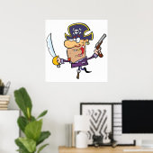 Cartoon Piraat Poster (Thuiskantoor)