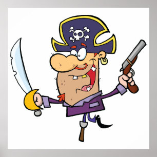 Cartoon Piraat Poster